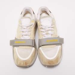 Pre Owned Burberry White/Grey Suede And Leather Ramsey Low Top Sneakers Size 44 
