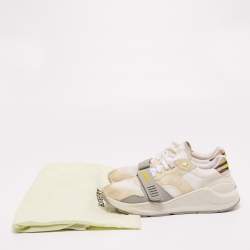 Pre Owned Burberry White/Grey Suede And Leather Ramsey Low Top Sneakers Size 44 