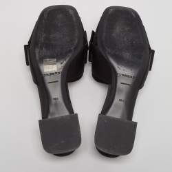 Burberry Black Satin Leather Slide Sandals Size 39.5 