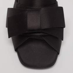 Burberry Black Satin Leather Slide Sandals Size 39.5 