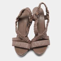 Burberry Mauve Pleated Leather Platform Sandals Size 38