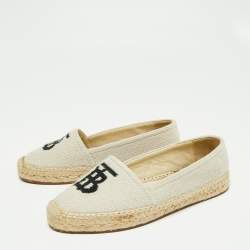 مملوكة مسبقًا Burberry Off-White Canvas Tabitha Espadrille Flats Size 36.5