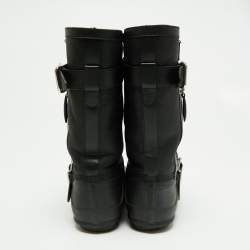 Burberry Black Claredon Rubber and Shearling Midcalf Boots Size 36 