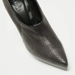Burberry Black/Grey Python Leather Booties Size 38