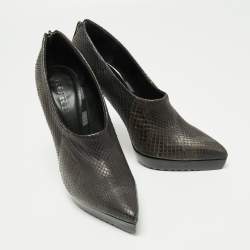 Burberry Black/Grey Python Leather Booties Size 38