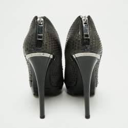 Burberry Black/Grey Python Leather Booties Size 38