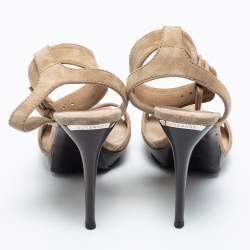 Burberry Beige Suede Ankle Cuff Open Toe Sandals Size 39