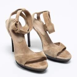 Burberry Beige Suede Ankle Cuff Open Toe Sandals Size 39