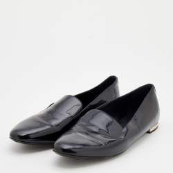 Pre Owned Burberry Black Patent Leather Slip on Loafers Size 41