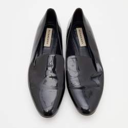 Pre Owned Burberry Black Patent Leather Slip on Loafers Size 41