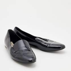Pre Owned Burberry Black Patent Leather Slip on Loafers Size 41