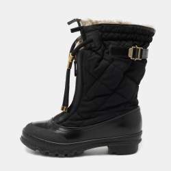 enkel schoorsteen voorbeeld Burberry Black Leather and Nylon Fur Lined Mid Calf Boots Size 38 Burberry  | TLC