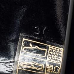 Pre Owned Burberry Black Satin Embellished T Strap Sandals Size 37