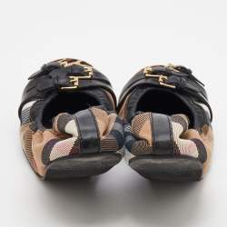 Burberry Brown House Check and Calf Hair Falcony Scrunch Ballet Flats Size 39