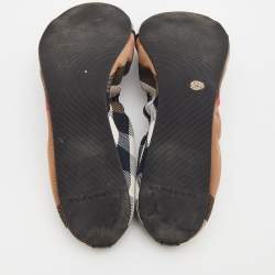 Burberry Brown House Check and Calf Hair Falcony Scrunch Ballet Flats Size 39