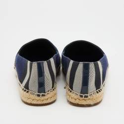 Burberry Navy Blue House Check Canvas Espadrilles Flats Size 38