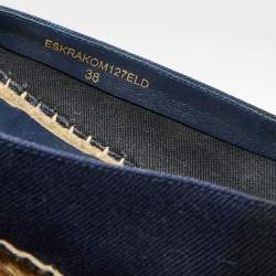 Burberry Navy Blue House Check Canvas Espadrilles Flats Size 38