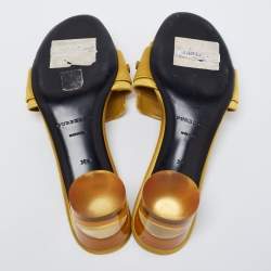 Pre Owned Burberry Yellow Satin Coleford Open Toe Sandals Size 38.5