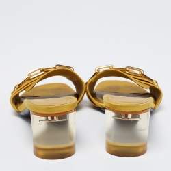 Pre Owned Burberry Yellow Satin Coleford Open Toe Sandals Size 38.5