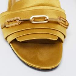 Pre Owned Burberry Yellow Satin Coleford Open Toe Sandals Size 38.5