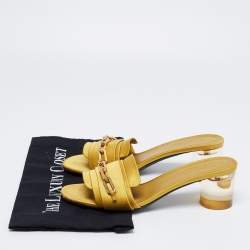 Pre Owned Burberry Yellow Satin Coleford Open Toe Sandals Size 38.5