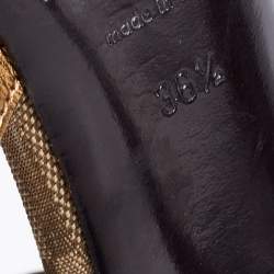 Burberry Two Tone Leather and Canvas Platform Sandals Size 36.5 