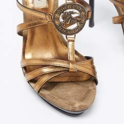 Burberry Two Tone Leather and Canvas Platform Sandals Size 36.5 