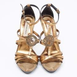 Burberry Two Tone Leather and Canvas Platform Sandals Size 36.5 