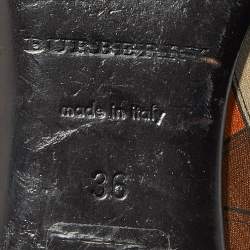 Pre Owned Burberry Brown/Orange Leather And Satin Ballet Flats Size 36