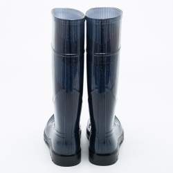 Pre Owned Burberry Navy Blue Rubber Rain Boots Size 37