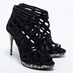 Burberry Black Cut Out Suede Ankle Booties Size 39