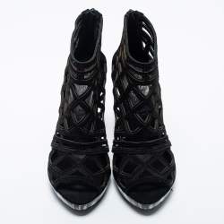 Burberry Black Cut Out Suede Ankle Booties Size 39
