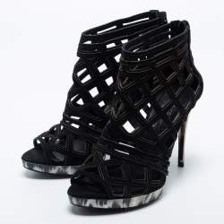 Burberry Black Cut Out Suede Ankle Booties Size 39