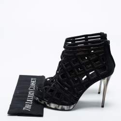 Burberry Black Cut Out Suede Ankle Booties Size 39