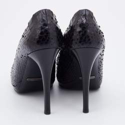 مملوكة مسبقًا Burberry Black Python Pointed Toe Pumps Size 38
