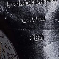 Pre Owned Burberry Black Leather Ankle Strap Wedge Sandals Size 38.5