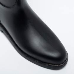 مملوكة مسبقًا Burberry Black/Brown Rubber and Leather Rain  Boots Size 37