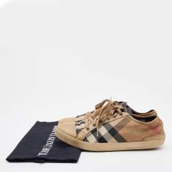 Pre Owned Burberry Beige/Brown Nova Check Canvas and Leather Low Top Sneakers Size 39
