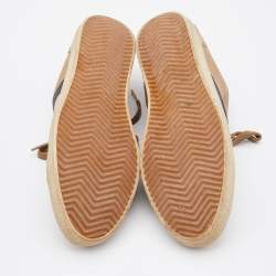 Pre Owned Burberry Beige/Brown Nova Check Canvas and Leather Low Top Sneakers Size 39