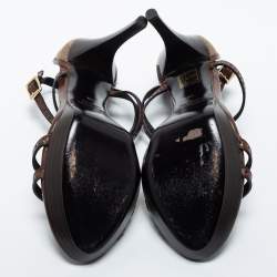 Burberry Brown Leather T Strap Sandal Size 38