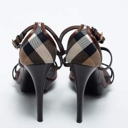 Burberry Brown Leather T Strap Sandal Size 38