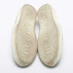 Burberry Multicolor Canvas And Leather Gauden Slip On Sneakers Size 38