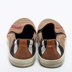 Burberry Multicolor Canvas And Leather Gauden Slip On Sneakers Size 38