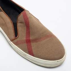 Burberry Multicolor Canvas And Leather Gauden Slip On Sneakers Size 38