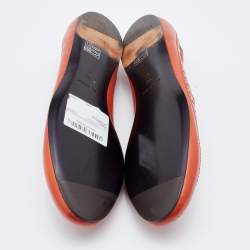 Pre Owned Burberry Multicolor Brogue Leather and Haymarket Check Canvas Tudor Ballet Flats Size 38