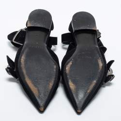 مملوكة مسبقًا Burberry Black Suede Monroe Ankle Cuff Flats Size 38.5