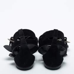 مملوكة مسبق ًا Burberry Black Suede Monroe Ankle Cuff Flats Size 38.5