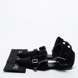 مملوكة مسبقًا Burberry Black Suede Monroe Ankle Cuff Flats Size 38.5