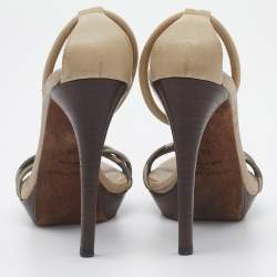 Burberry Multicolor Smoked Check Coated Canvas and Leather Ankle Strap Sandals Size 39