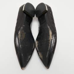 Pre Owned Burberry Black Laser Cut Leather Ballet Flats Size 36